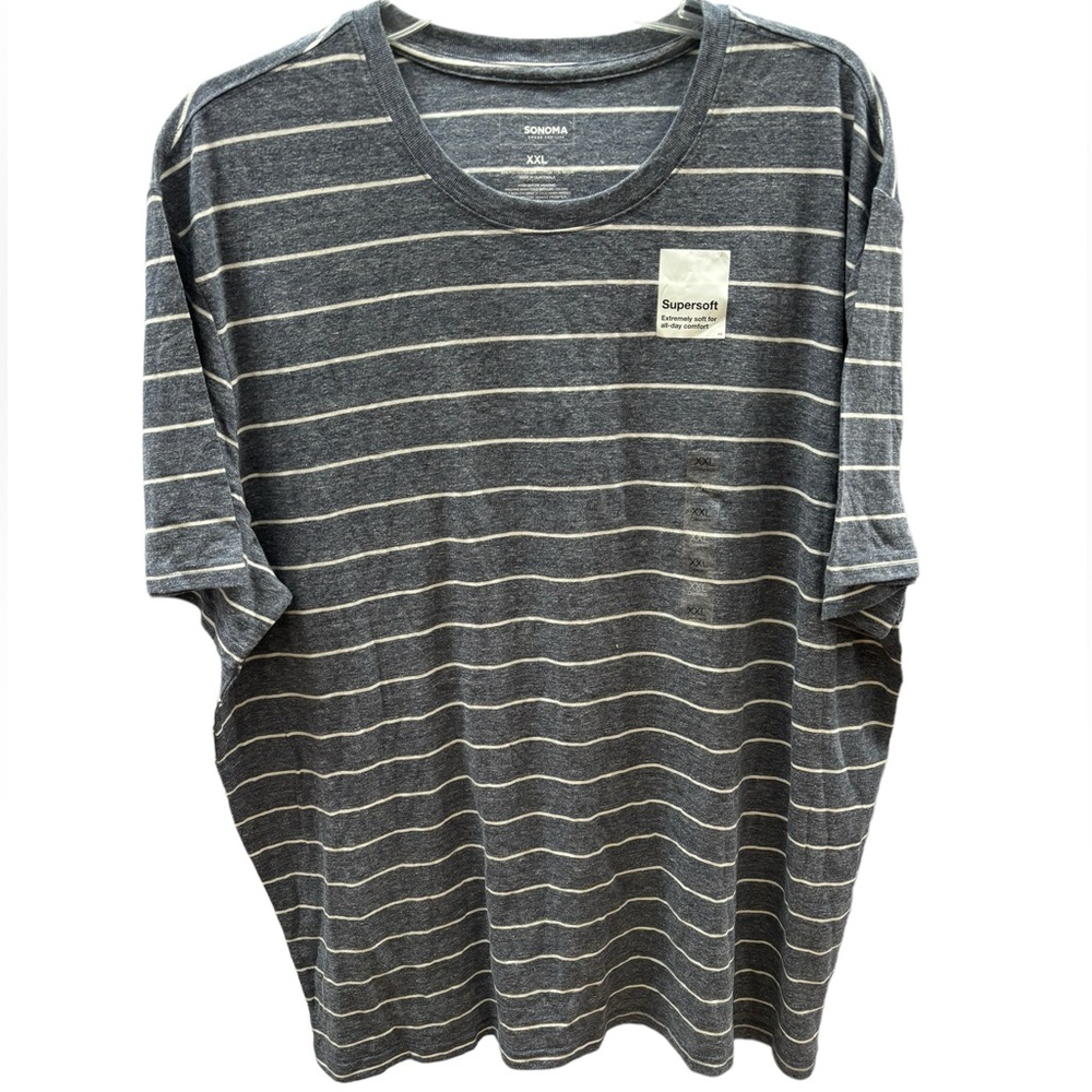 Sonoma Men’s Blue with White‎ Stripes Supersoft Tee Size XXL
